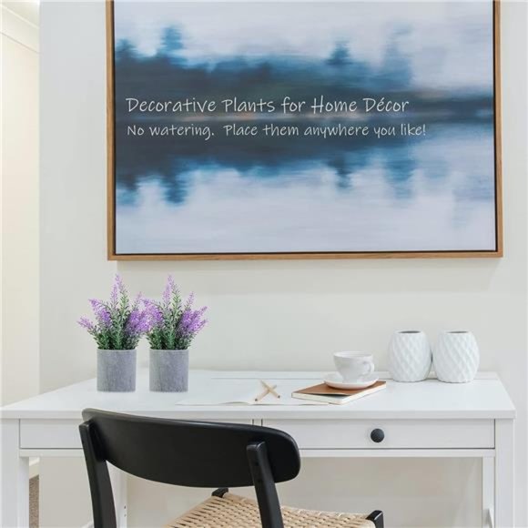 Artificial Lavender Plant in Pots - Faux Lavender Fake Artificial Flowers Potted - Picture 2 of 6